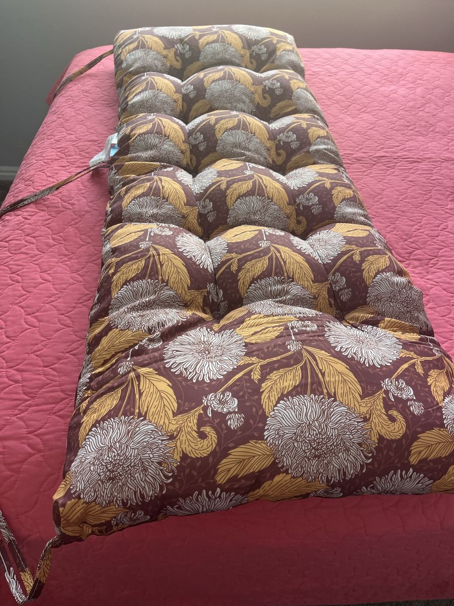 Floral Outdoor Chaise Lounge / Bench Cushion with Ties