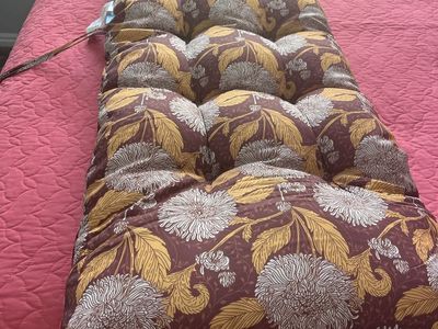 Floral Outdoor Chaise Lounge / Bench Cushion with Ties