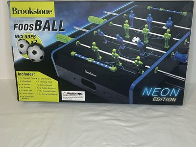 Brookstone Game Time Foosball Table - Neon Edition - Compact Tabletop Soccer Game, New
