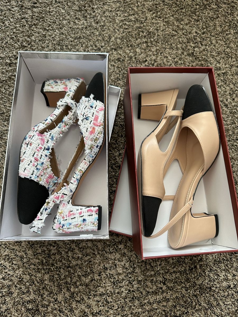 Sling Back Heels, knock-off Chanel -  Size 8.5