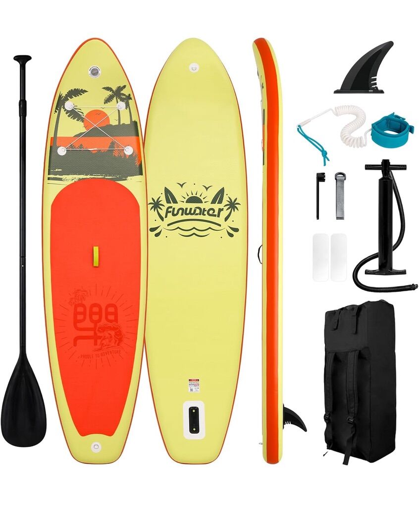 Brand New 11 FT Inflatable Stand Up Paddle Board Bundle- Still Factory Sealed Sun Orange