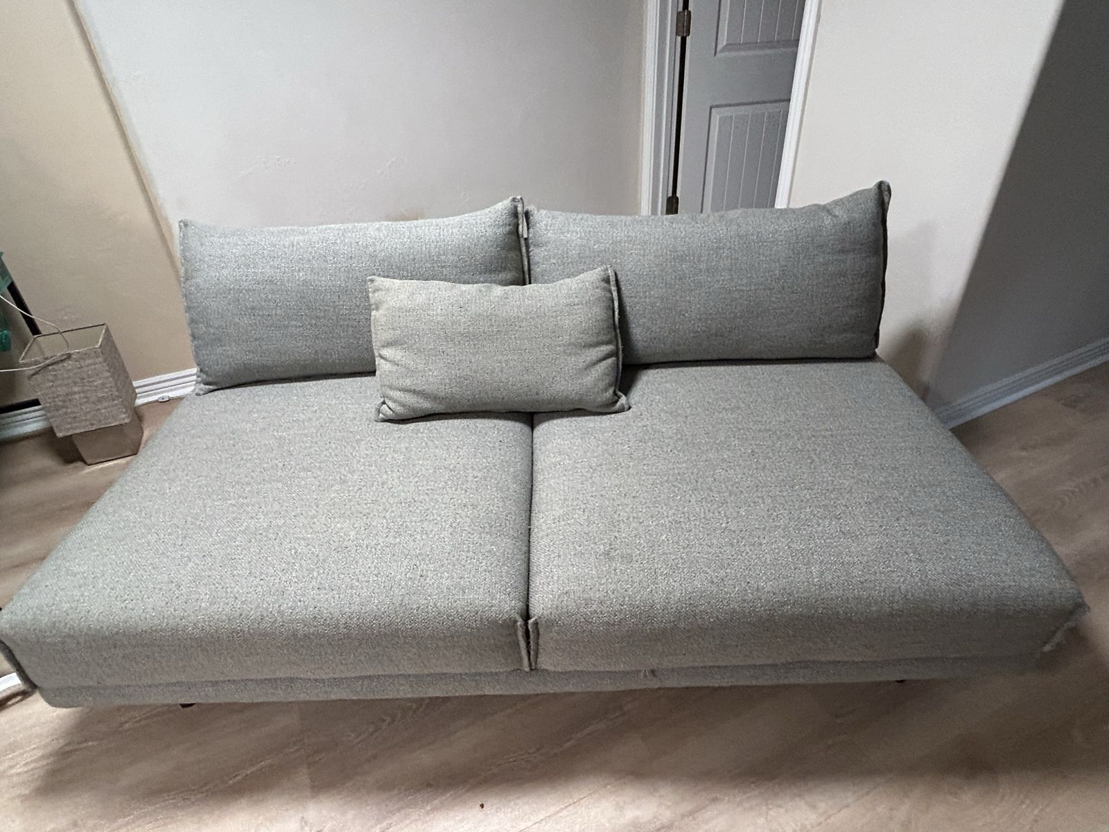 West Elm Gray Sofa - Versatile & Space-Saving