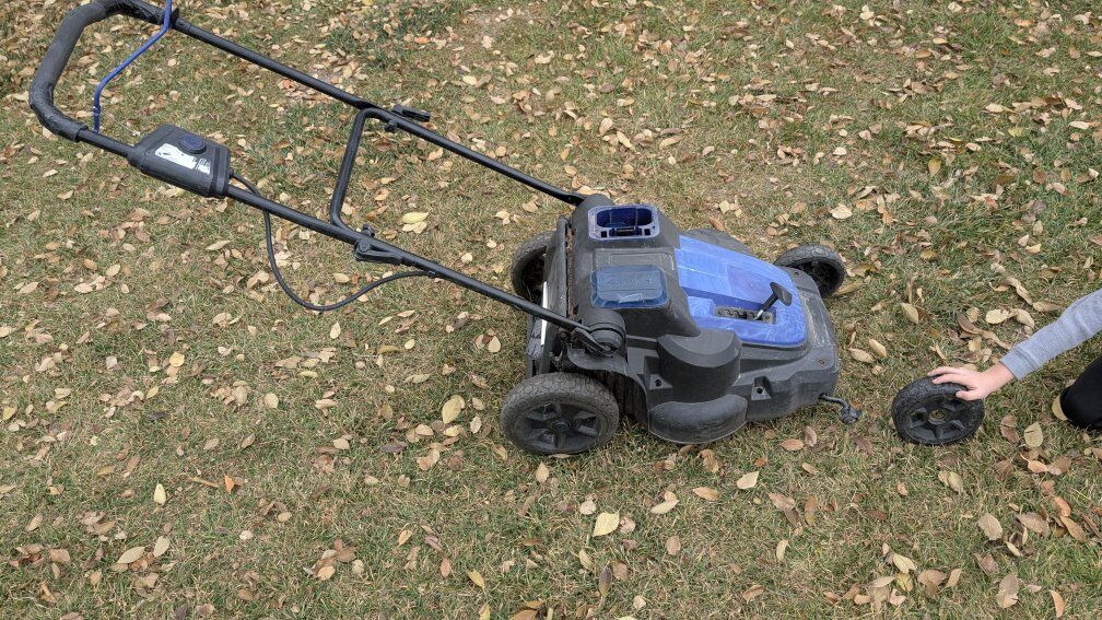 Kobalt cordless mower with broken wheel