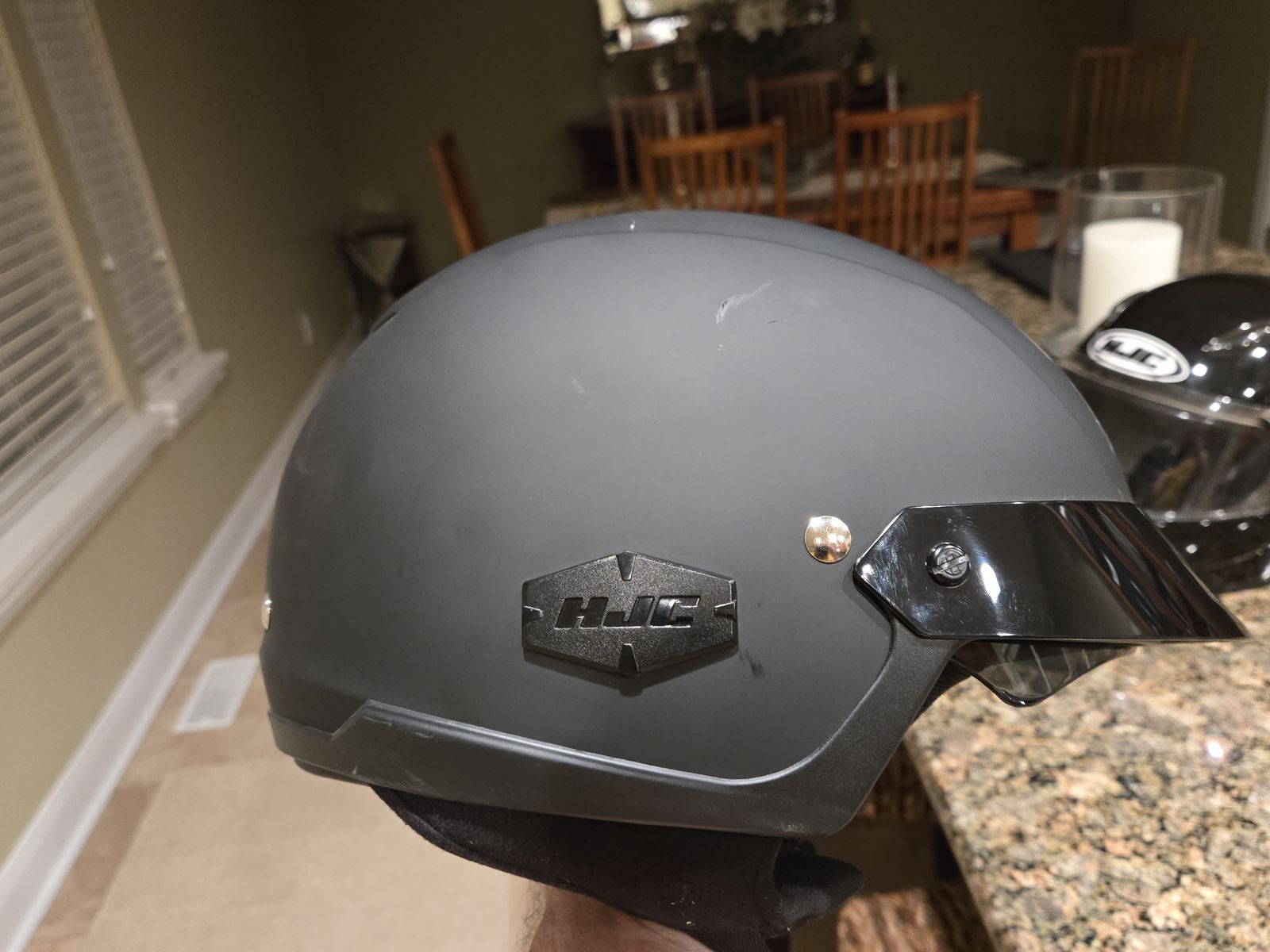 Size XL - HJC half helmet with visor - DOT certified. 