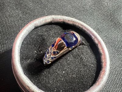Elegant Synthetic Blue Sapphire Gemstone Ring - Rose Gold Tone Band, Size 10