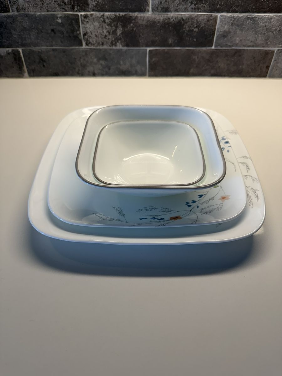 Corelle Adlyn - Service for 12 - Dinnerware, Corelleware White, Blue, Orange, Green