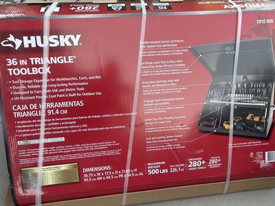 NEW HUSKY Heavy Duty 36 inch Steel Portable Triangle Top Chest Tool Storage
