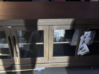 Wooden 4-Door Glass Media Console TV Stand Cabinet - new not assembled