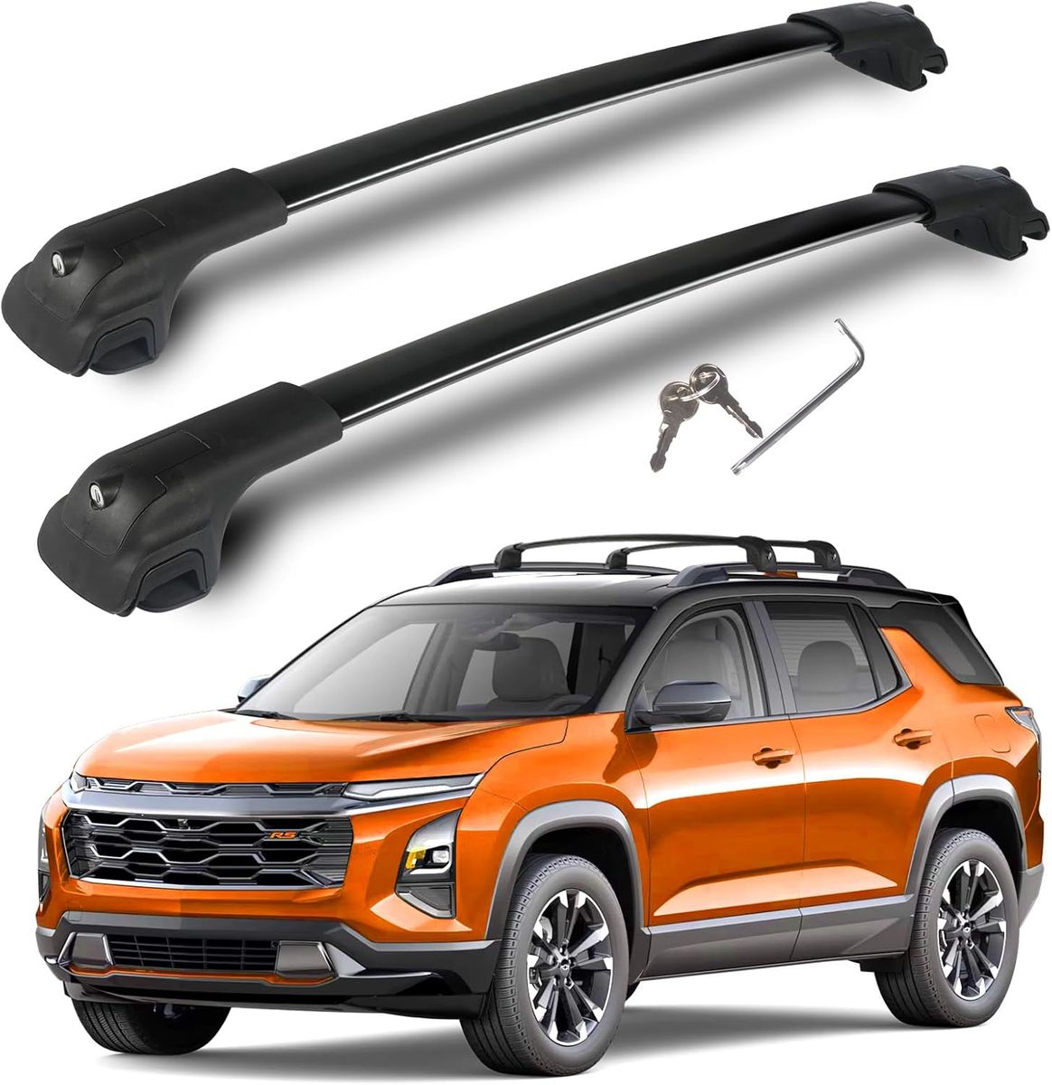 2025-2026 Chevrolet Equinox with Raised Side Rails Roof Rack Cross Bars