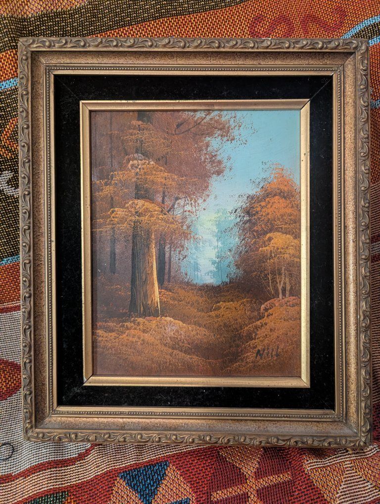 Vintage Fall Decor Forest "Bob Ross-Like" Painting