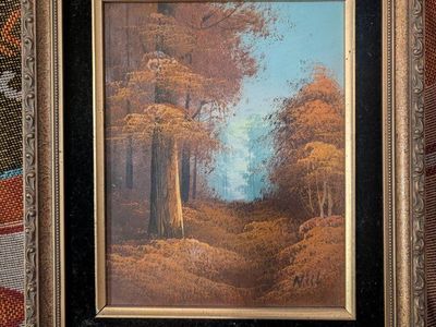 Vintage Fall Decor Forest "Bob Ross-Like" Painting