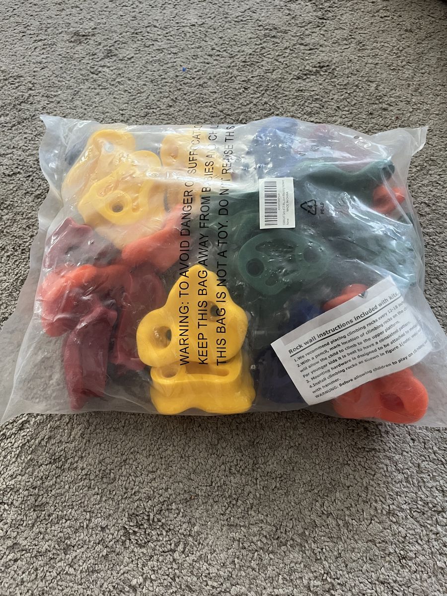 Climbing Rock Holds for Kids, Assorted Colors with Mounting Hardware, New in Package