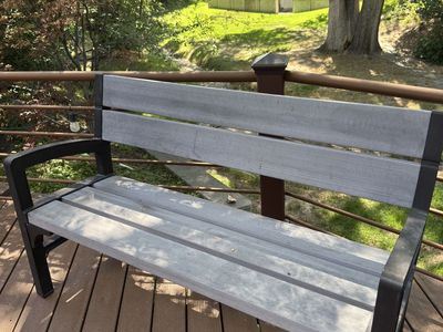 Durable Grey Outdoor Patio Bench - Weather-Resistant Slatted Design for Garden or Deck