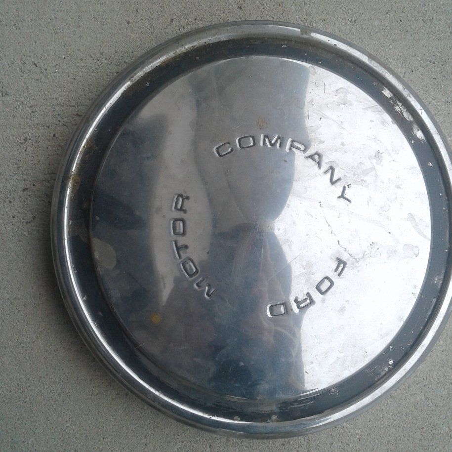 2 Antique Ford Metal Dog Dish Hubcaps