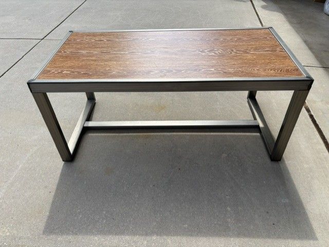 47'x23'x 20.5' Tall Wood Coffee Table with Grey Metal Frame.