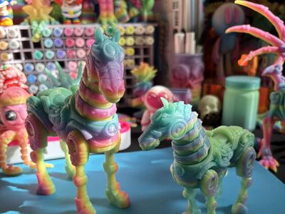 3D Printed Print Rainbow Glow In The Dark Giant Flexi Skeleton Steampunk Horse Fidget Fidgets Toy Toys Articulating Figure