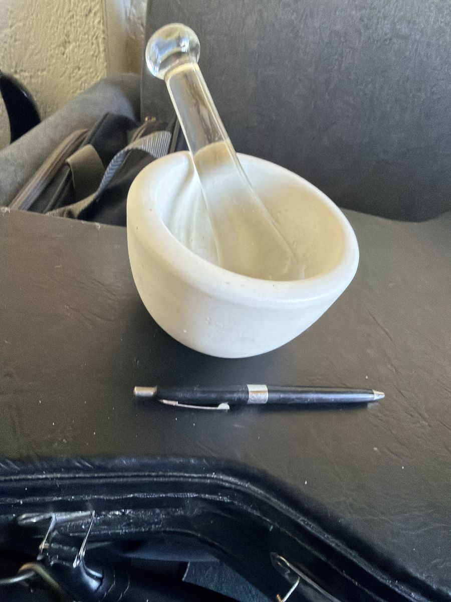 Ceramic Mortar & Glass Pestle Set - Vintage Kitchen Herb Grinder