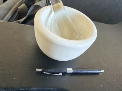 Ceramic Mortar & Glass Pestle Set - Vintage Kitchen Herb Grinder