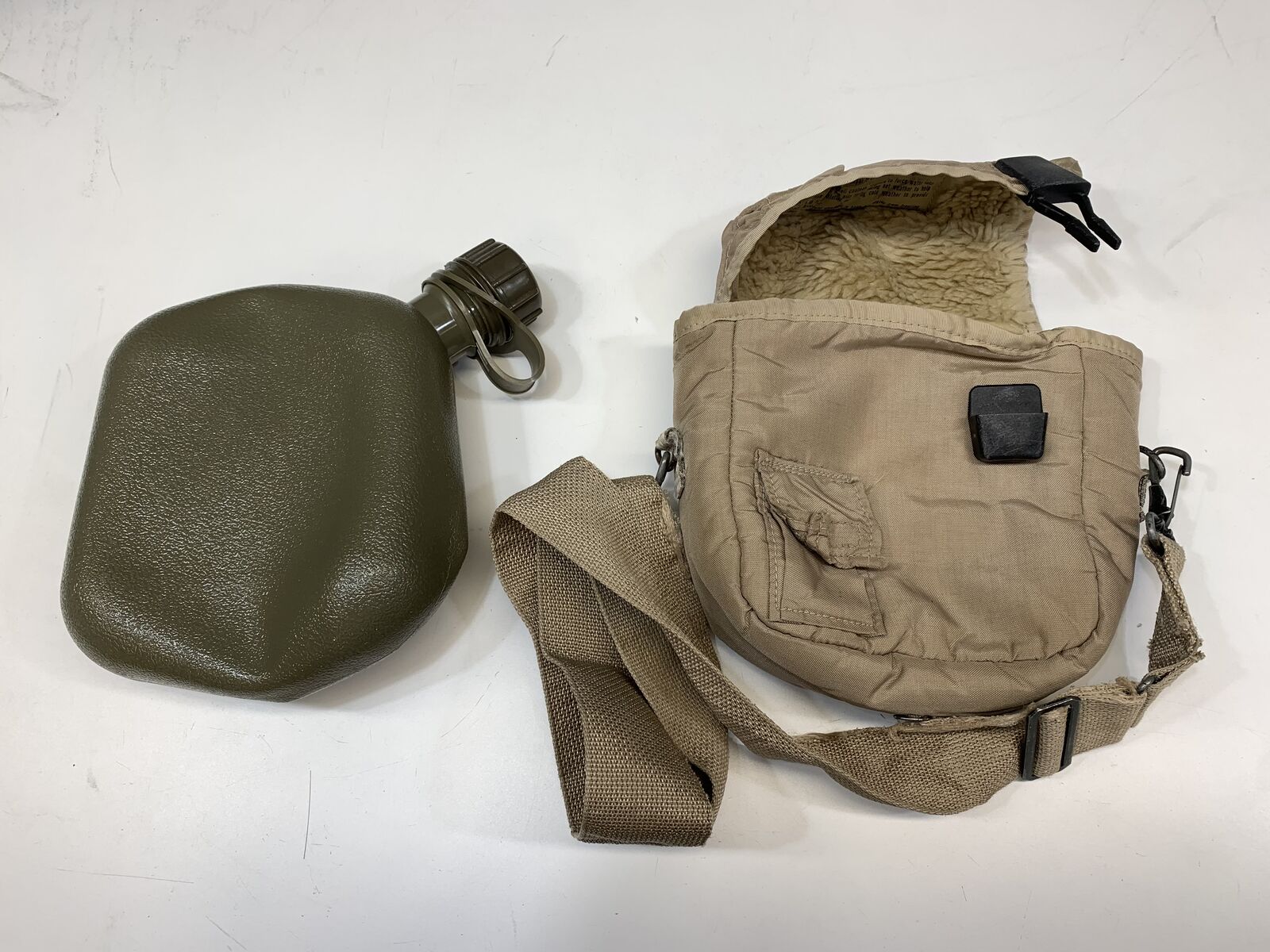 Military USGI 2-quart collapsible canteens in desert tan insulated pouches