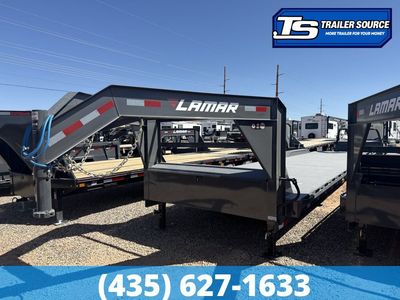 8.5x40 Lamar H8 Gooseneck Wide Body w/ Drive Over Fenders Equipment Trailer - 21K GVWR - Full Steel Floor