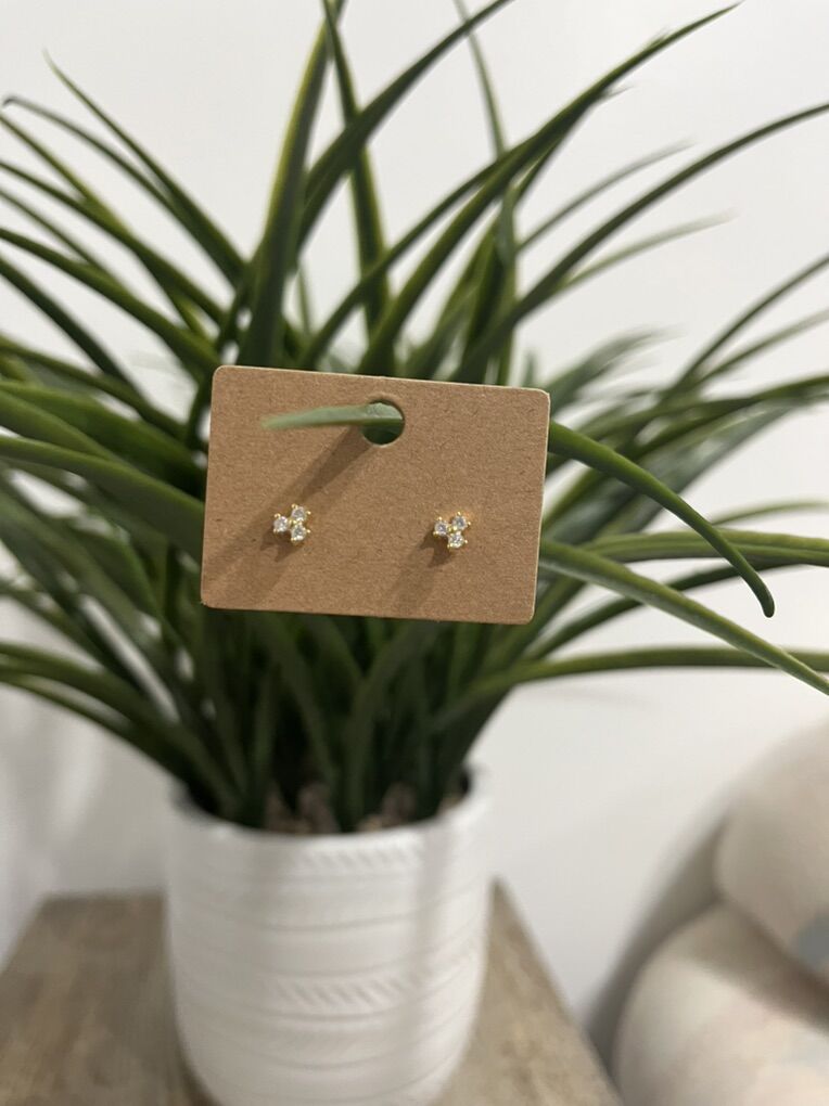 18k Gold Plated Sterling Silver CZ stud Earrings