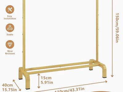 Metal Garment Rack - Gold
