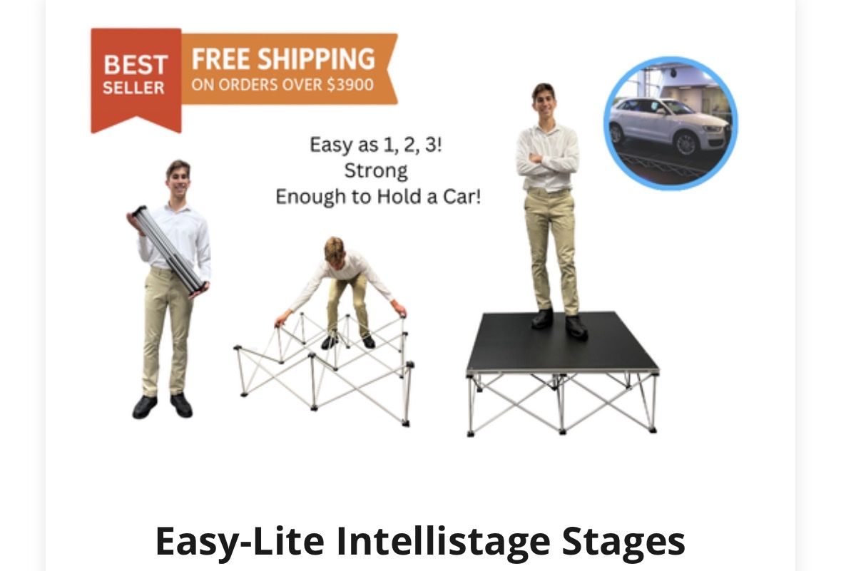 Intellistage by Road Ready ISP3X3CD-MK3 Portable Lightweight Stage with Carpet, 2 -3x3 ft