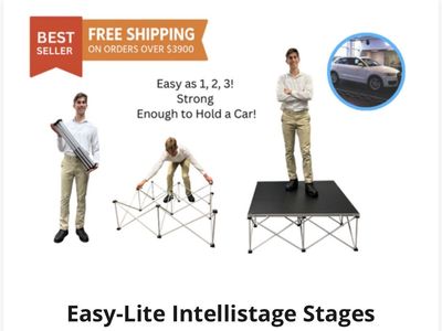 Intellistage by Road Ready ISP3X3CD-MK3 Portable Lightweight Stage with Carpet, 2 -3x3 ft