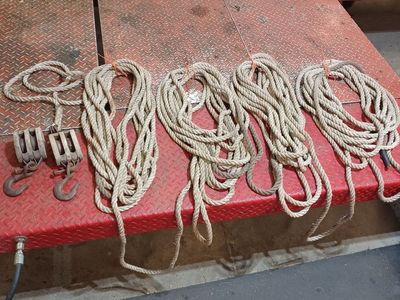 Antique block and tackle. Farm equipment item.