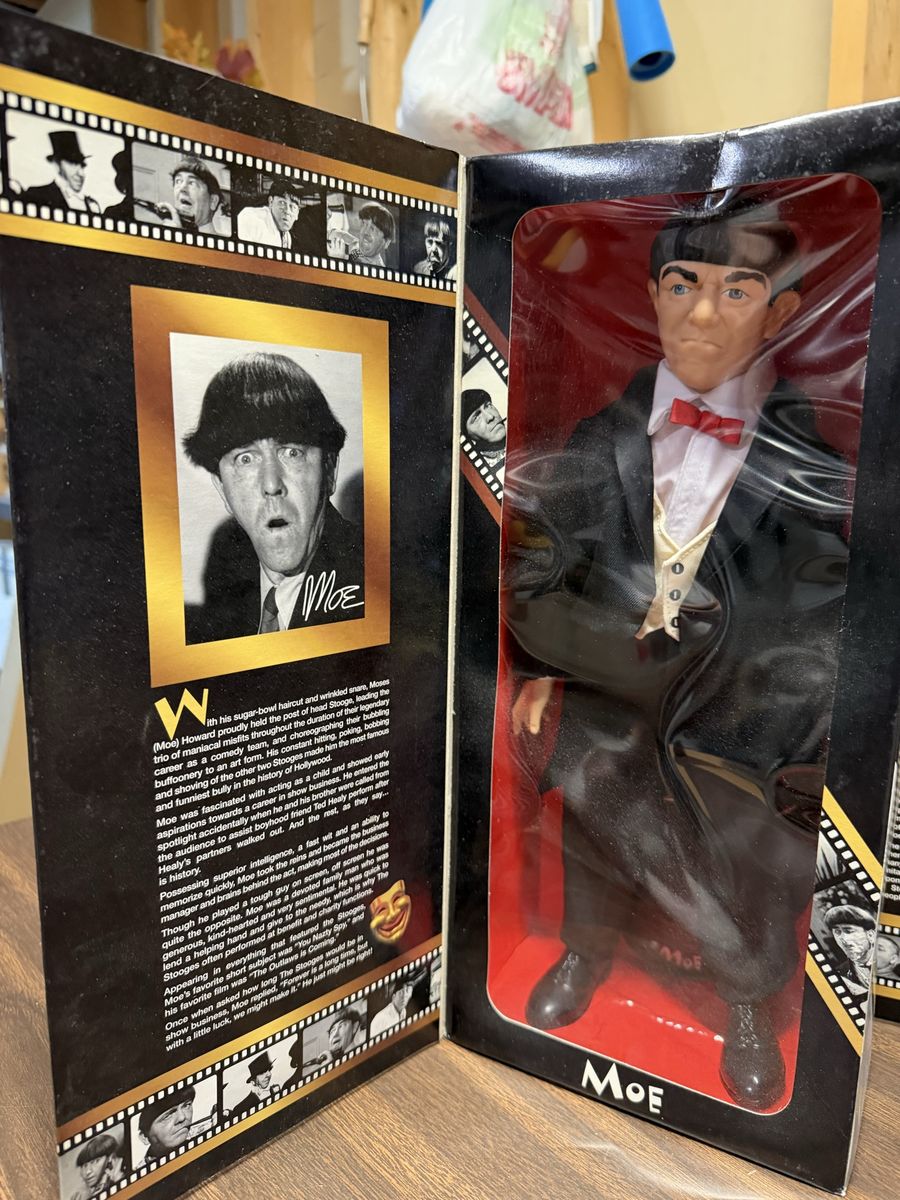 The Three Stooges Moe & Curly Howard and Larry Fine in excellent condition. These have never been out of the box. They are 16 in