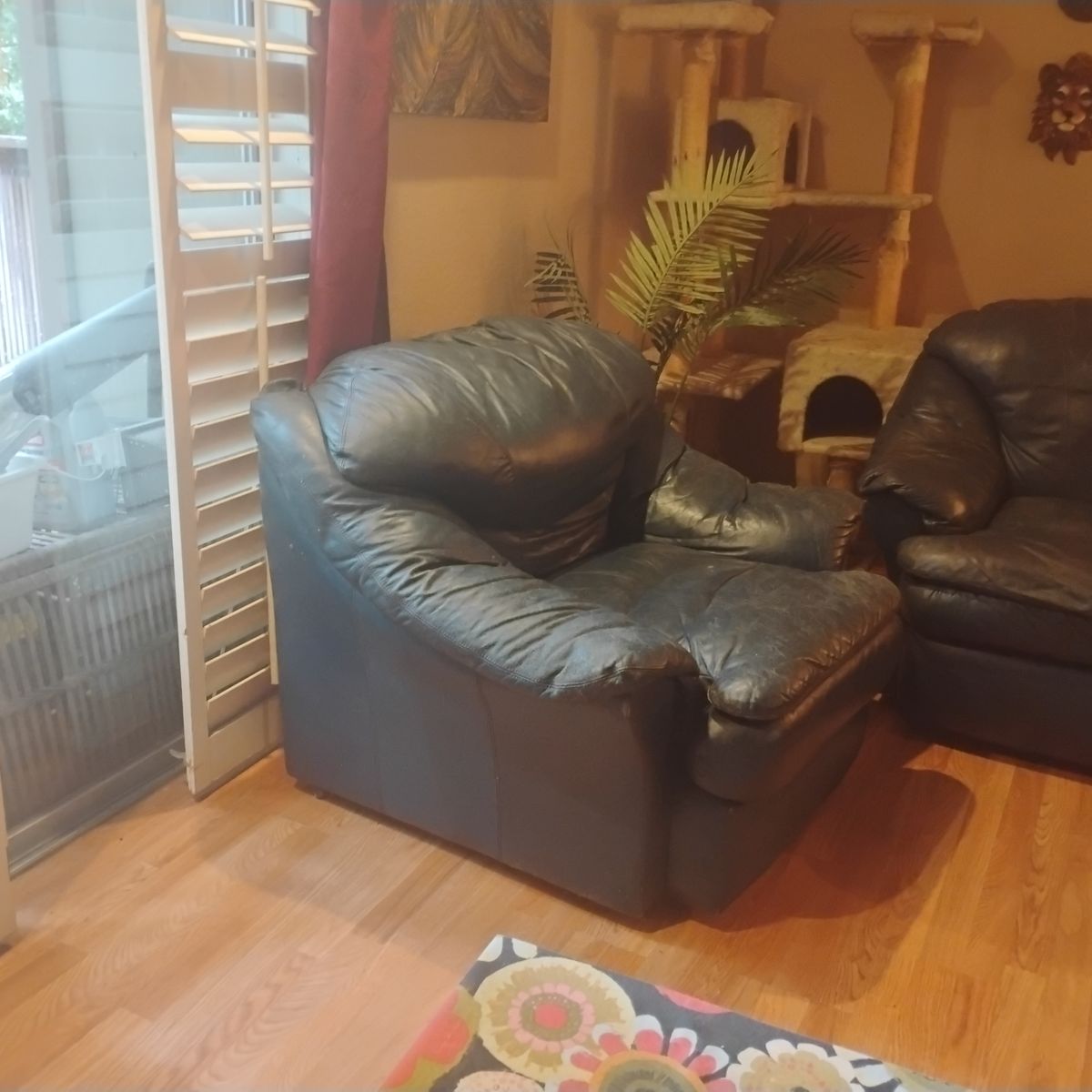 Free Blue Leather Loveseat and Chairs