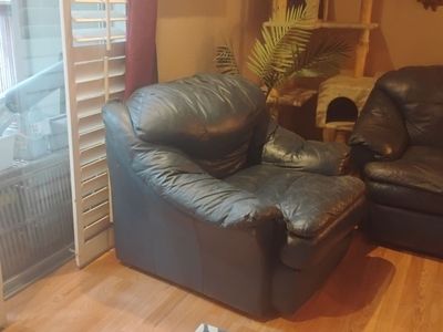 Free Blue Leather Loveseat and Chairs