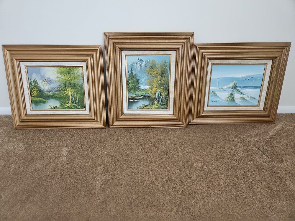 Set of 3 Framed Landscape and Seascape Paintings