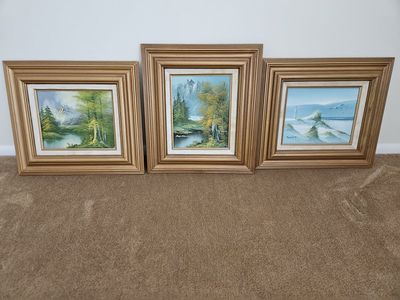 Set of 3 Framed Landscape and Seascape Paintings