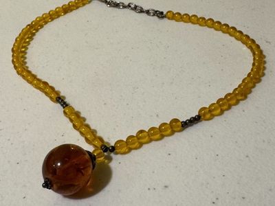 Amber-Style Glass Beaded Necklace - $10 OBO