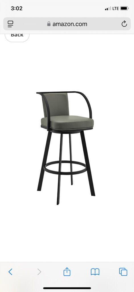 Livingston 30 Gray Leather Swivel Bar Stool, New