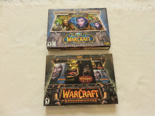 TWO VINTAGE (2007 TIME FRAME) WORLD OF WARCRAFT BATTLE CHEST GAMES - ALL BOOKLETS AND DISCS (DISCS PHOTOS NOT SHOWN IN PHOTOS)