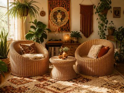 Mid century wicker chair set by EEro AArnio