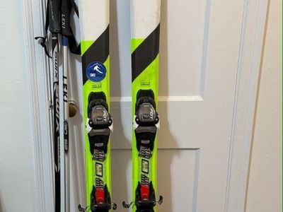 Volkl Deacon 8.0 (172cm) Skis with Boots (Size 27-27.5) & Poles