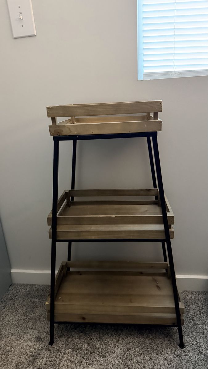 Modern 3-Tier Wood & Metal Storage Shelf