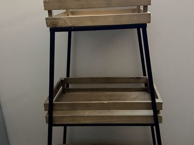 Modern 3-Tier Wood & Metal Storage Shelf