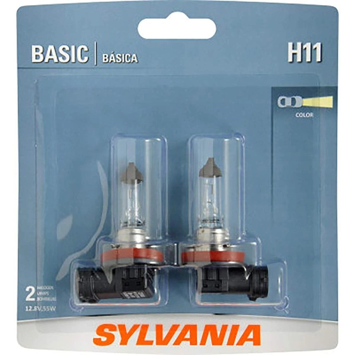 Sylvania Basic H11 Halogen Headlight Bulbs (2-Pack) - 12.8V, 55W