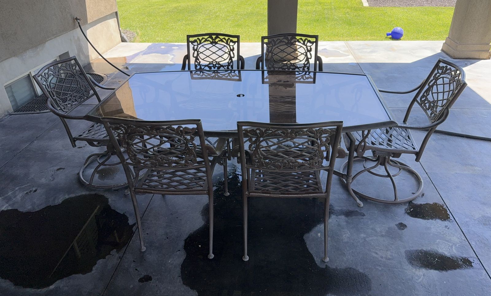 7-Piece Outdoor Glass and Metal Dining Set