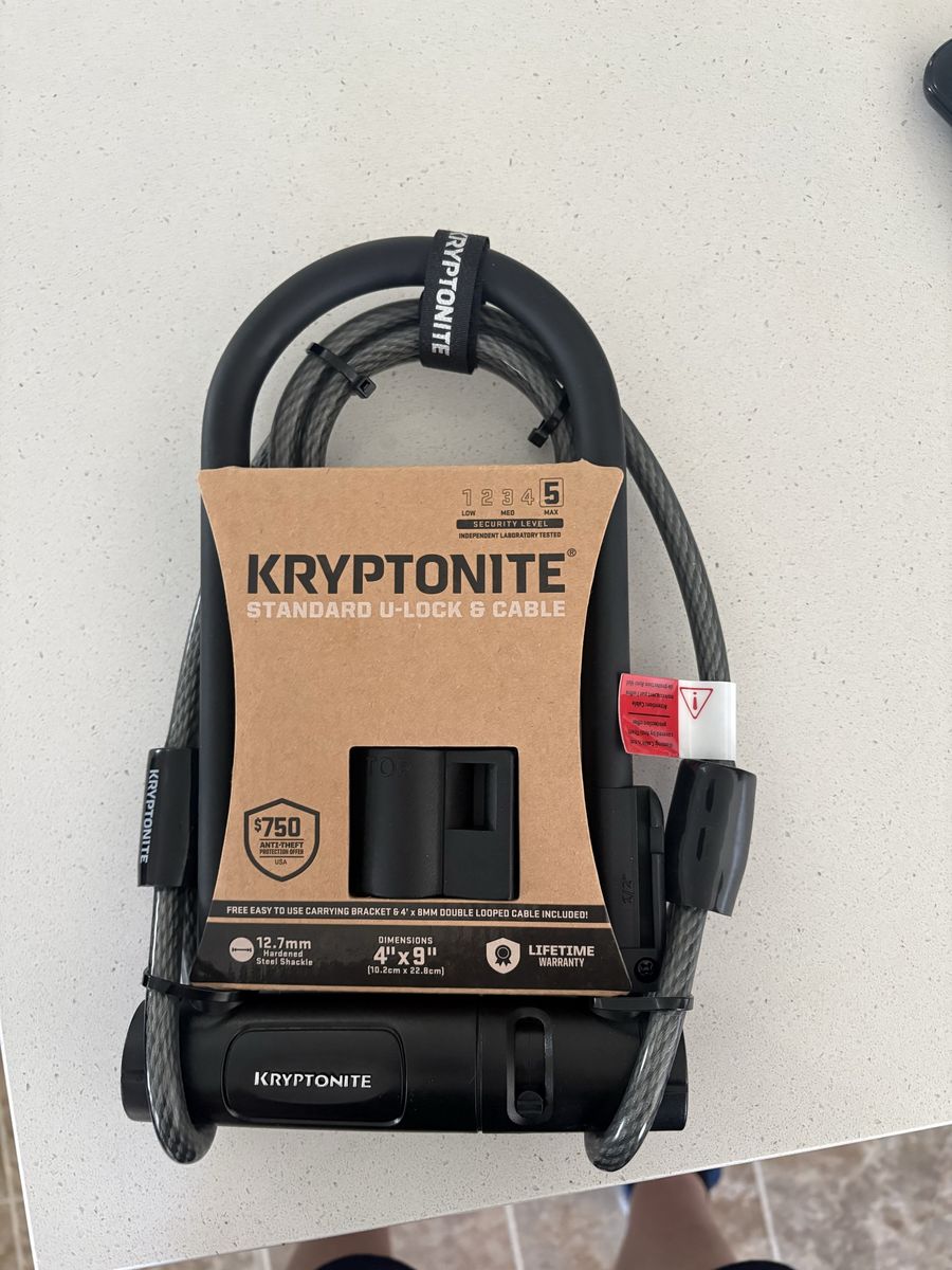 Kryptonite Standard U-Lock & Cable Anti-Theft Bicycle Security System 12.7mm Shackle