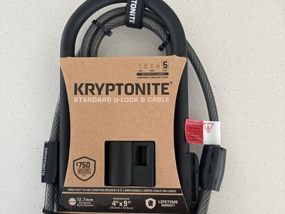 Kryptonite Standard U-Lock & Cable Anti-Theft Bicycle Security System 12.7mm Shackle