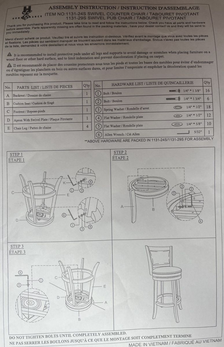 Homelegence Shapel Swivel Counter height Chair