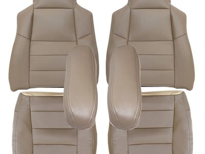 New Tan Leather Driver & Passenger Side Bottom & Top Seat/Armrest Covers