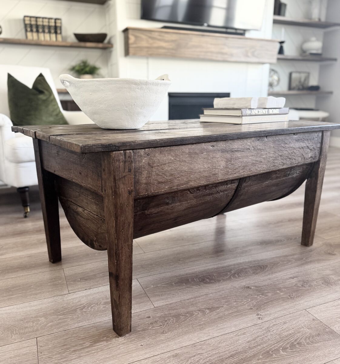 Antique 1800's Primitive Dough Barrel Coffee Table