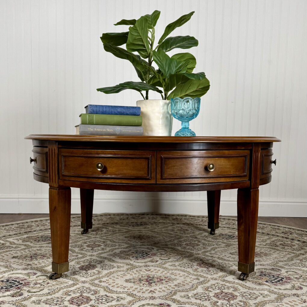 Vintage Neoclassical-Style Round Coffee Table