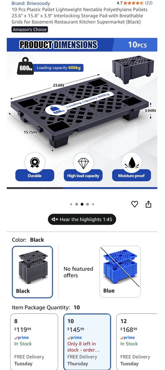 10 piece plastic pallet